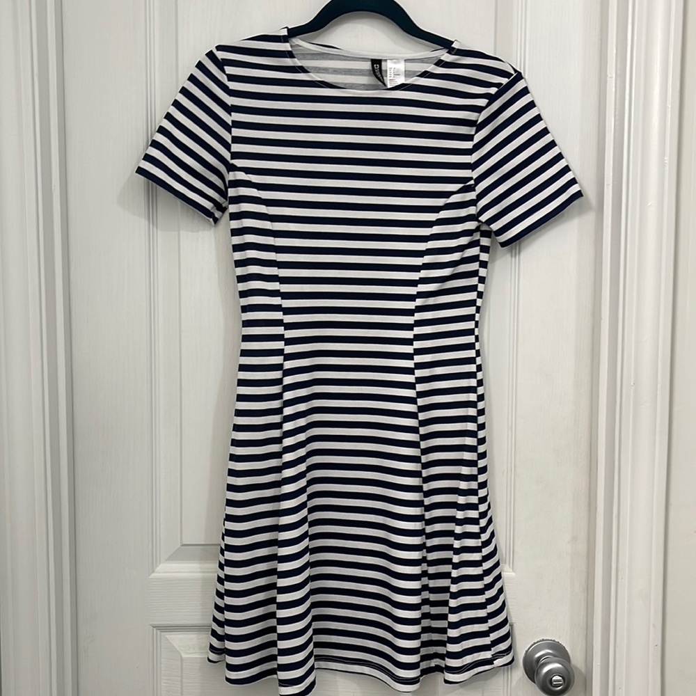 Navy & White Stripe Dress Size S